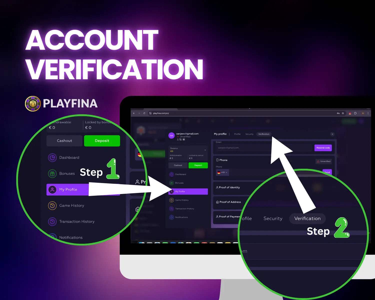 Account verification at playfina casino