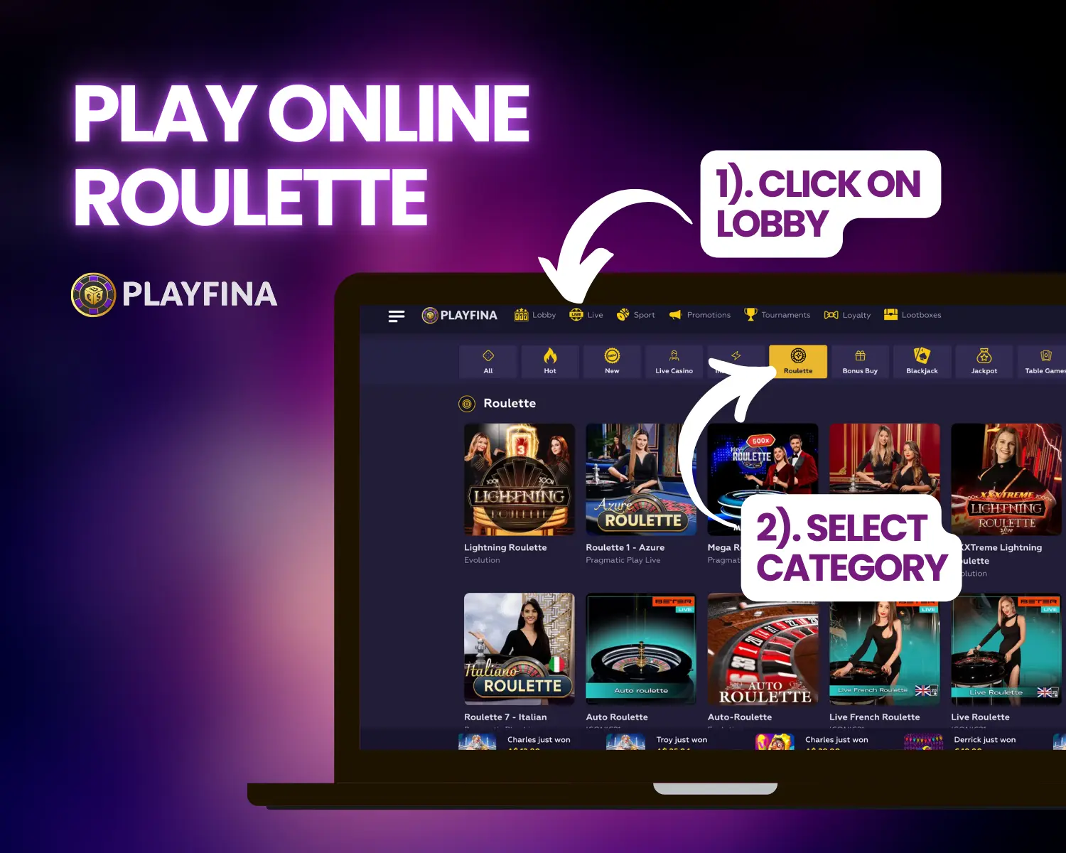 Play Online Roulette Playfina casino