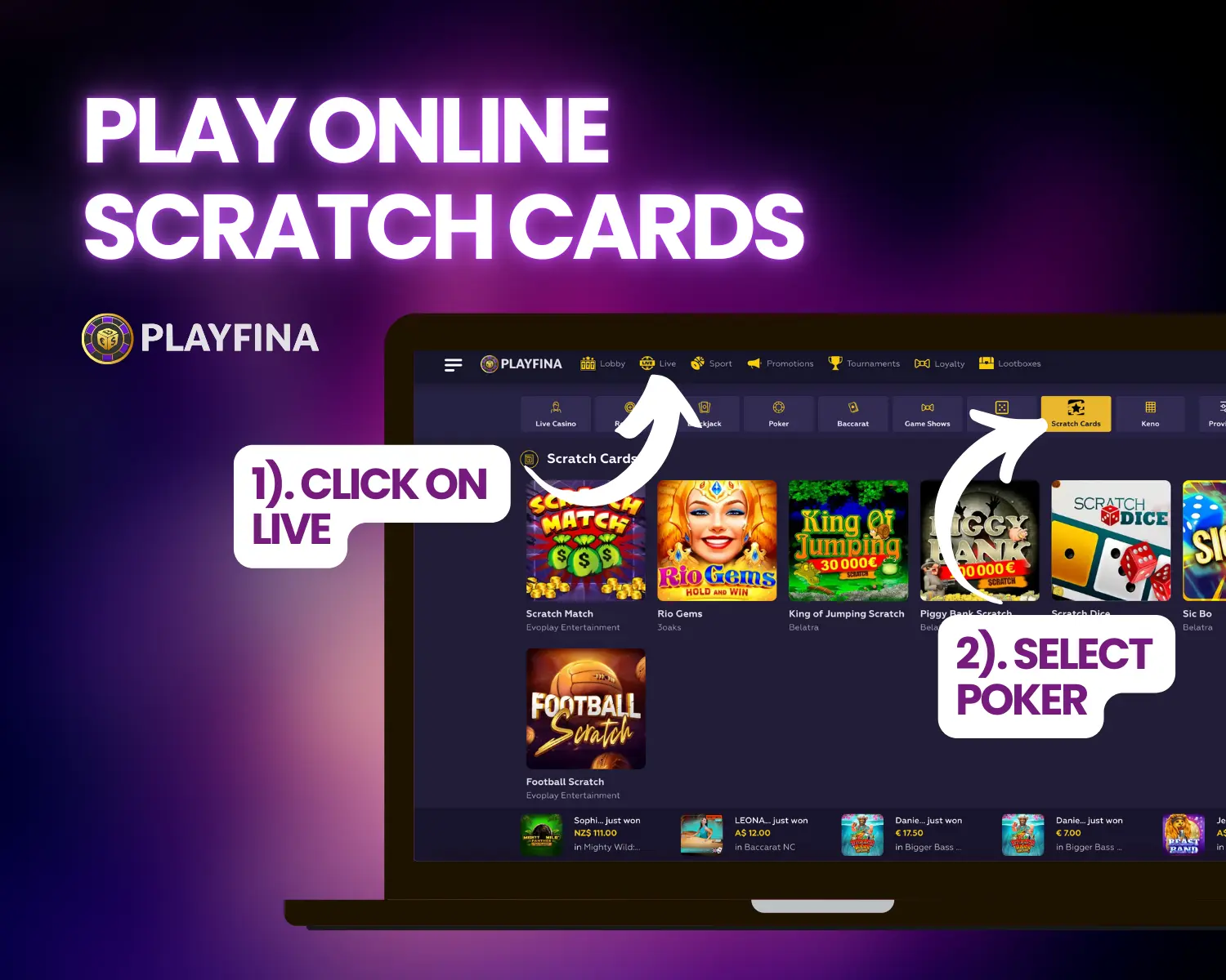 Play Scratch Cards at Playfina Casino